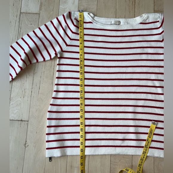 J. Crew Women’s Striped 100% Cotton Side Zip Boatneck Sweater Red White Medium - Picture 9 of 16
